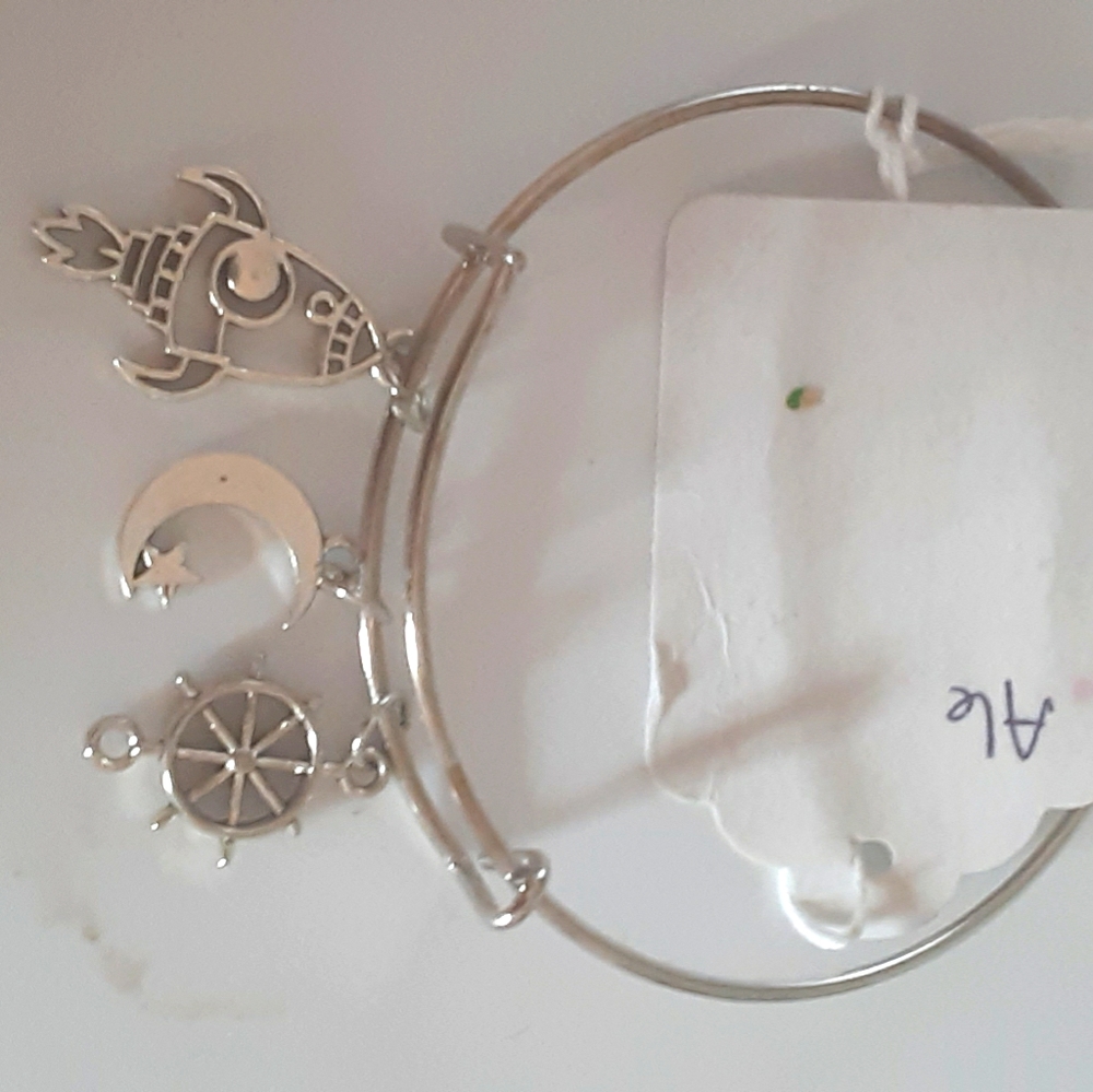Adjustable bangle bracelet with charms